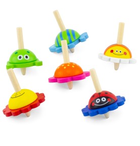 Woodland Animals Handcrafted Wooden Spinning Tops - Montessori Wooden Educational Toy
