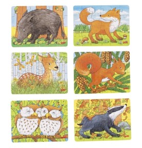Mini Wooden Forest Animals Jigsaw Puzzle - 24 Pieces - Wooden Montessori Toy
