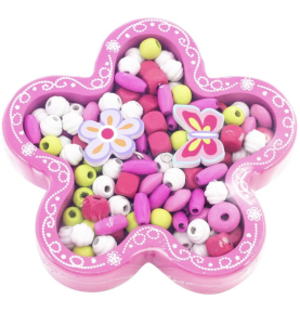 Wooden Flower Threading Beads Jewellery Making Set - Montessori Educational Toy