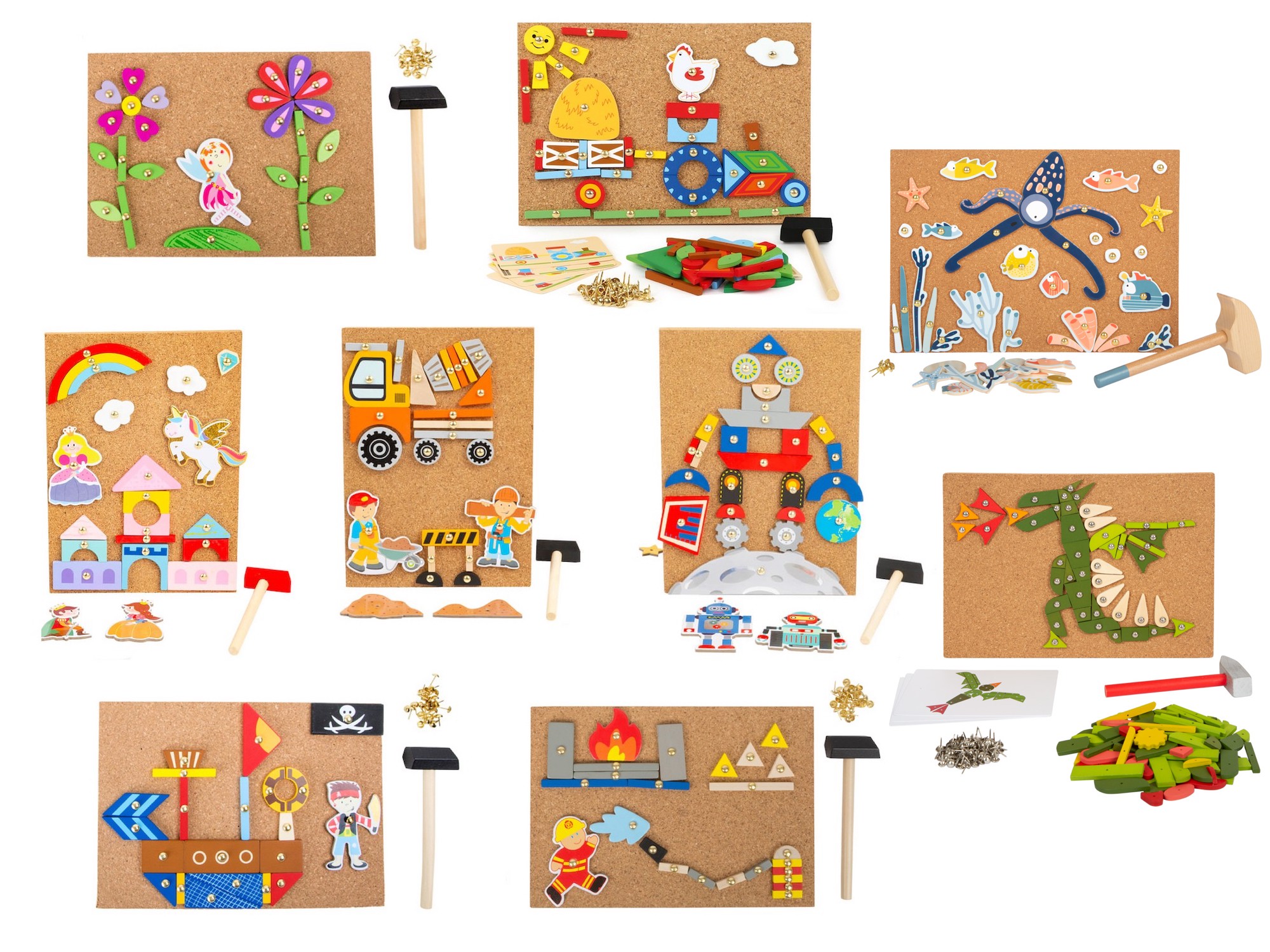 Hammer and tack tap-tap cork playset