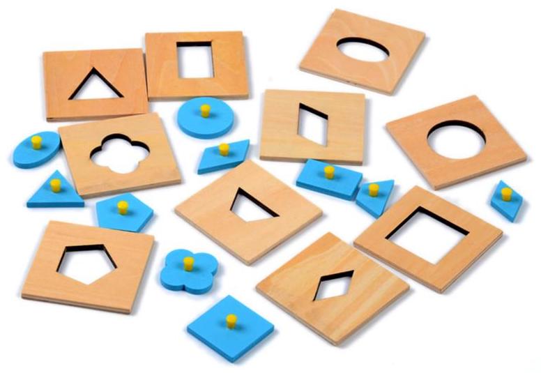 Wooden geometric shape inset puzzles set