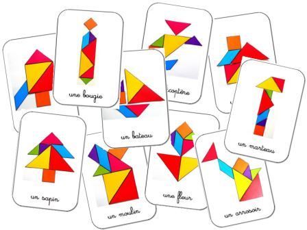 Tangram building patterns and cards