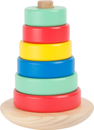 Wooden stacking ring pyramid in pastel colours