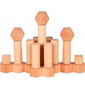 Heirloom Walnut-Oil Finished Wooden Building Blocks - 75 Pieces
