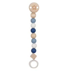 Deep Blue Star Wooden Baby Dummy Clip