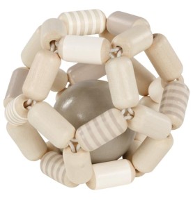 Grey Wooden Ball Baby Rattle & Grasping Toy