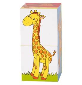 Wooden Animal 2-Cube Puzzle - 6 Animals in 1