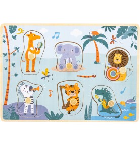 Safari Musical Animals Wooden Sound Peg Puzzle