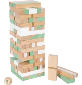 Wooden Tumbling Tower Game - Gold & Green