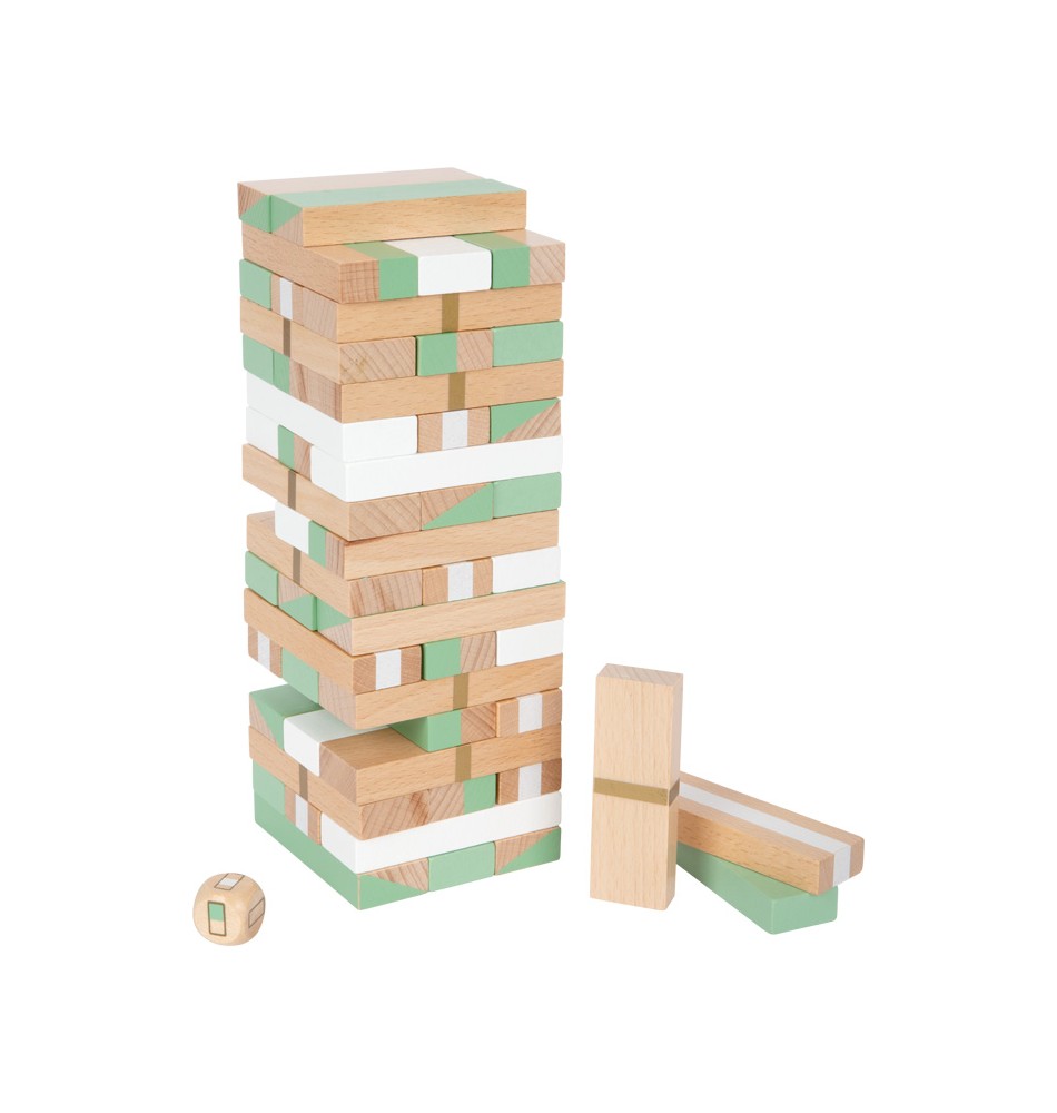 Wooden Tumbling Tower Game - Gold & Green