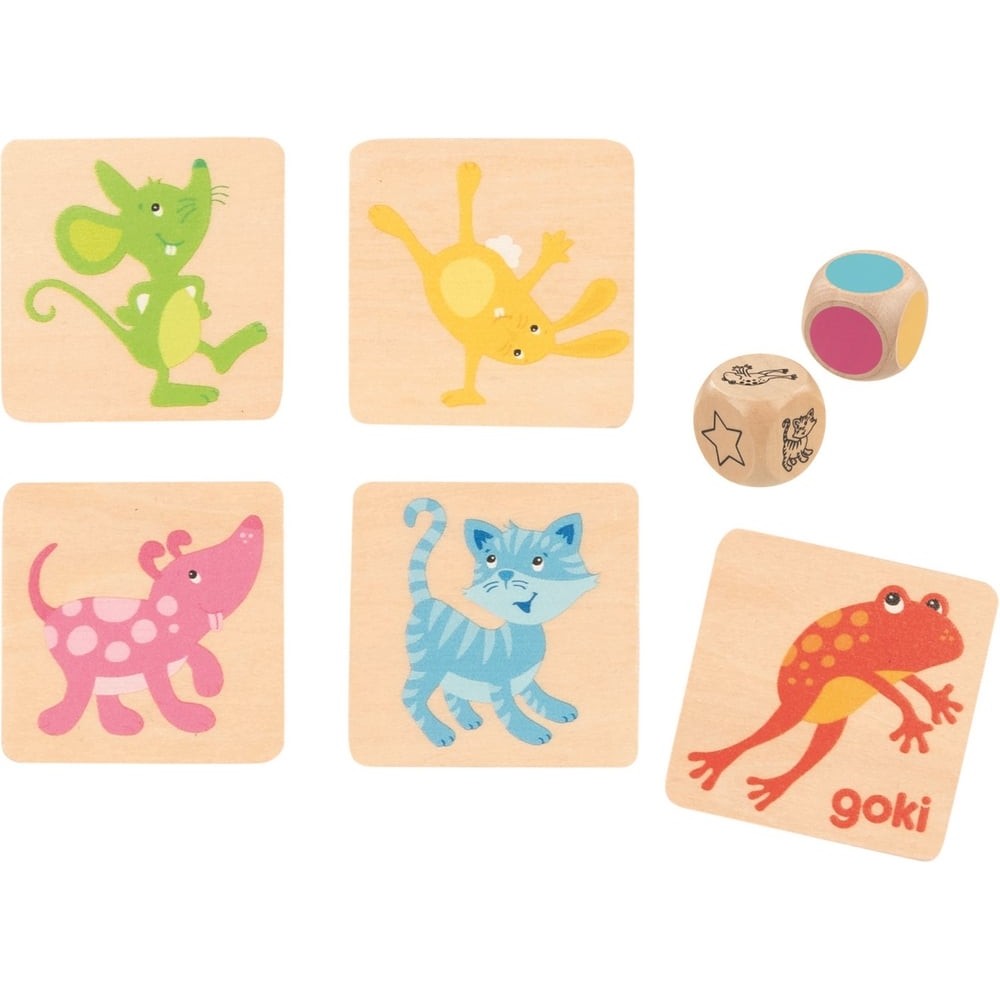 Match the Colour Game – 25 Wooden Animal Tiles and 2 Dice - View 2