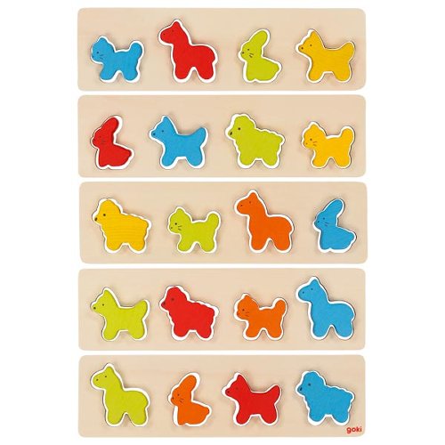 Wooden Montessori Colour Sorting Game – 20 Animals, 2 Dice - View 2