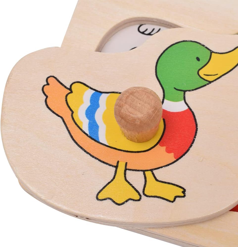 Wooden Montessori Knob Puzzle – 9 Animals with Hidden Patterns - View 6