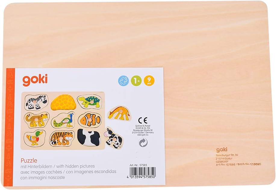 Wooden Montessori Knob Puzzle – 9 Animals with Hidden Patterns - View 7