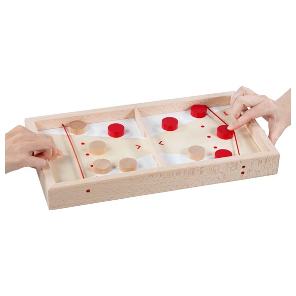 Wooden table curling game with sling puck – 2-in-1 reversible board - View 2