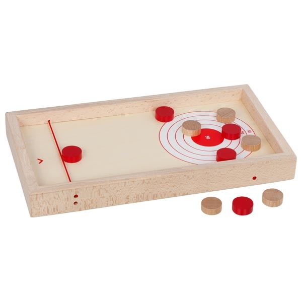 Wooden table curling game with sling puck – 2-in-1 reversible board - View 3