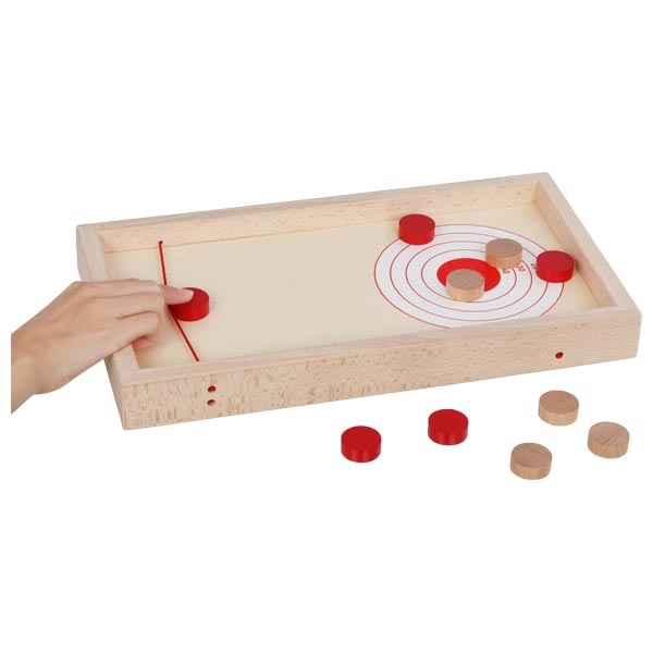 Wooden table curling game with sling puck – 2-in-1 reversible board - View 4