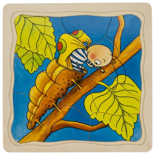 Wooden Caterpillar Puzzle – Butterfly Life Cycle in 4 Layers - View 4