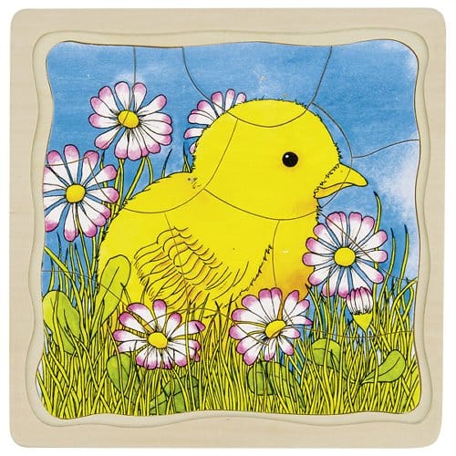 Wooden Chicken Life Cycle Puzzle – Egg to Hen, 4 Layers - View 4