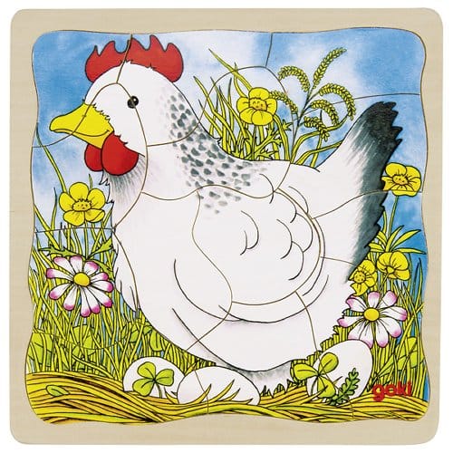 Wooden Chicken Life Cycle Puzzle – Egg to Hen, 4 Layers - View 5