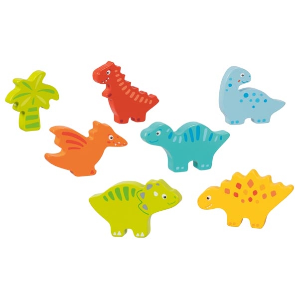 Wooden Montessori Dinosaur Puzzle – 7 Chunky Standing Pieces - View 2